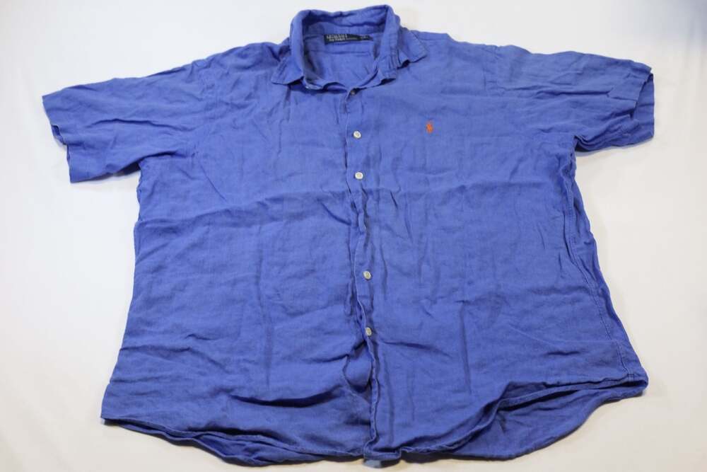 Polo Ralph Lauren Blue 100% Linen Short Sleeve Button Down Shirt XL